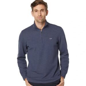 VINEYARD VINES Men's Blue Knit 1/4 Zip Performance Pullover Sweater Size Medium